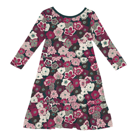 Last One - Size 2T: Tiered Dress (Long Sleeve) - Hellebores