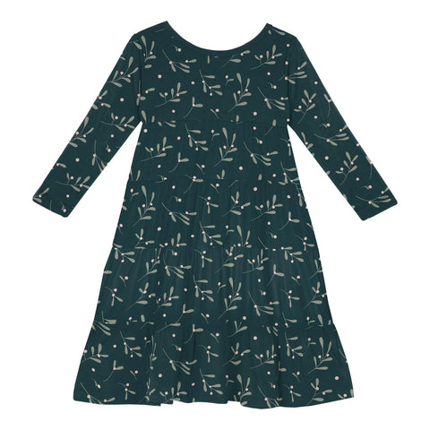 Last One - Size 4T: Tiered Dress (Long Sleeve) - Pine Mistletoe