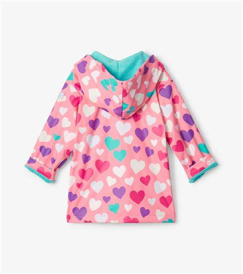 Color Changing Raincoat - Colorful Hearts