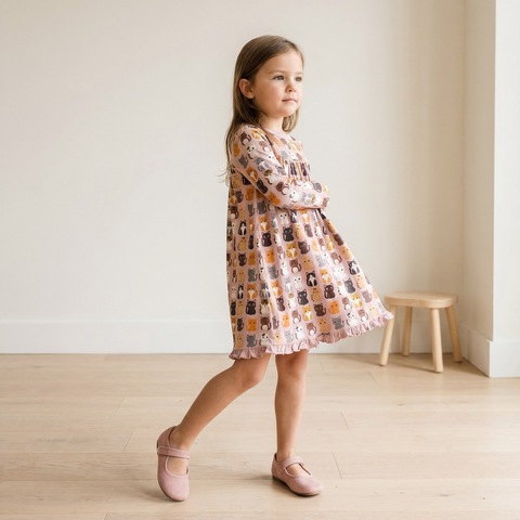 Swing Dress (Long Sleeve) - Baby Rose Cats