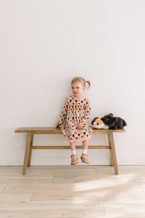 Swing Dress (Long Sleeve) - Baby Rose Cats