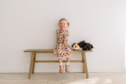 Swing Dress (Long Sleeve) - Baby Rose Cats