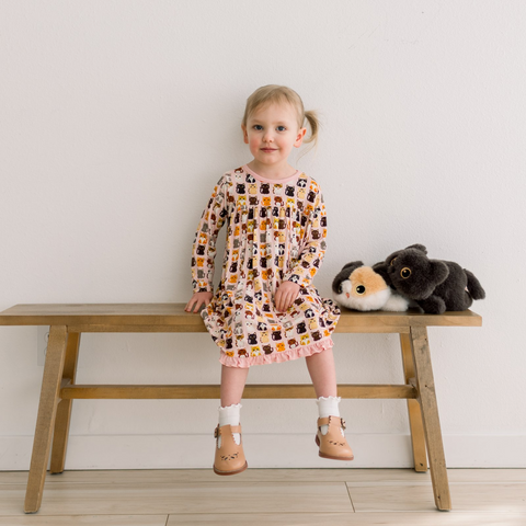Swing Dress (Long Sleeve) - Baby Rose Cats