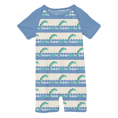 Raglan Romper (Short Sleeve) - Natural Sea Monster