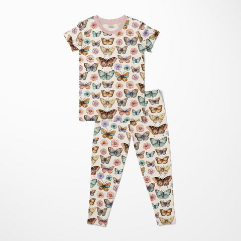 2 Piece Pajama Set (Short Sleeve) - Botanical Butterflies