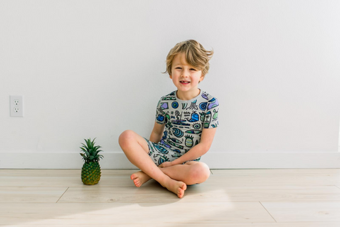 2 Piece Pajama Set (Short Sleeve & Shorts) - Dove Surf