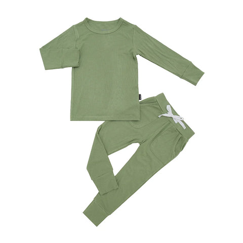 2 Peice Pajama Pocket Jogger (Long Sleeve) - Ribbed Clover