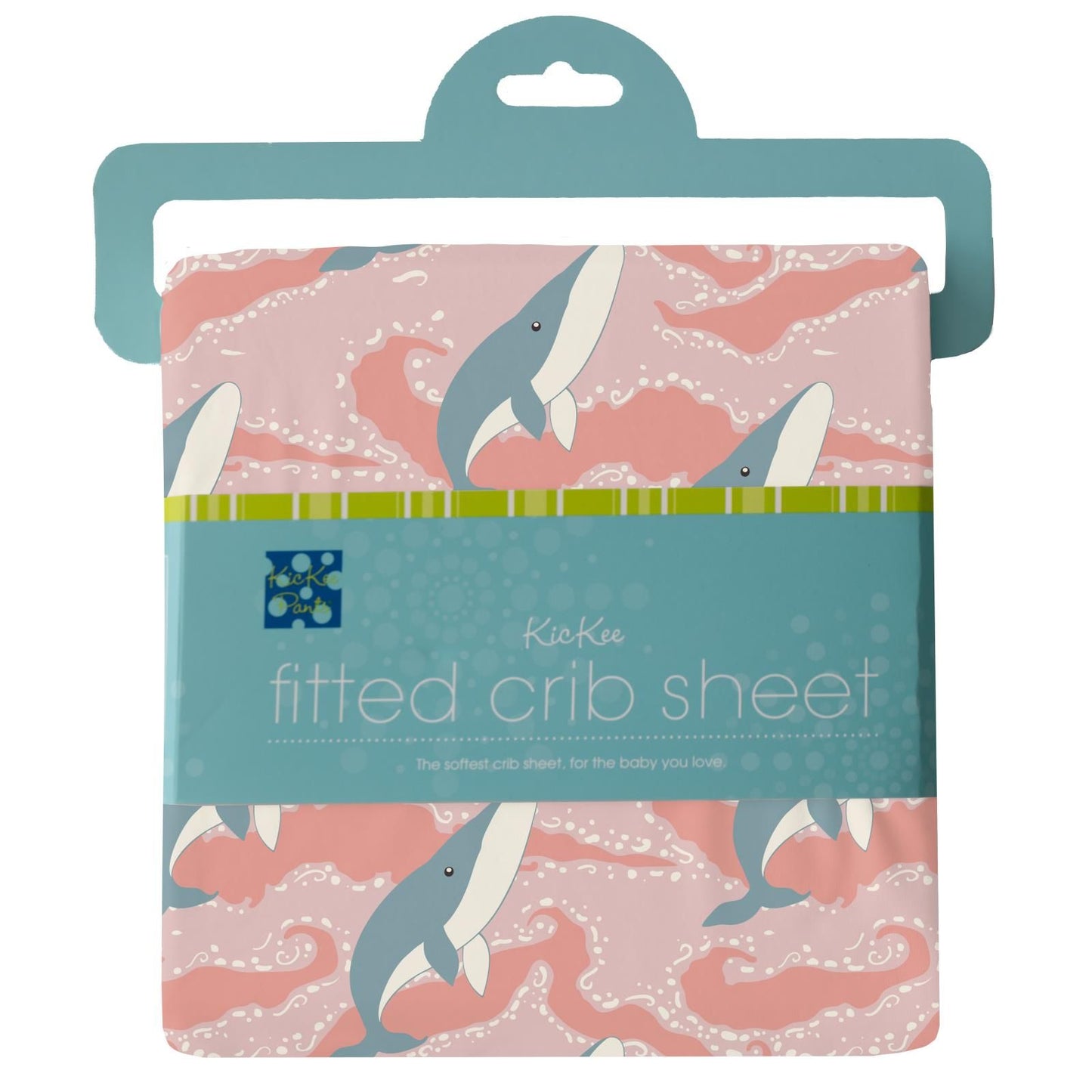 Grow-With-Me Crib to Twin Fitted Sheet - Baby Rose Splashing Whales