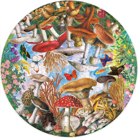 Round Puzzle - Mushrooms & Butterflies (500pc)