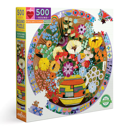 Puzzle - Purple Bird & Flowers (500pc)