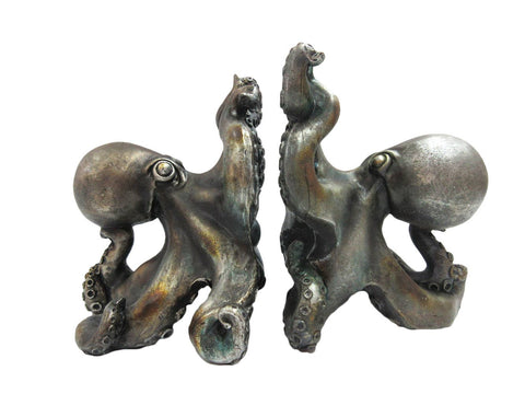Image shows two cold cast resin Octopus bookmarks