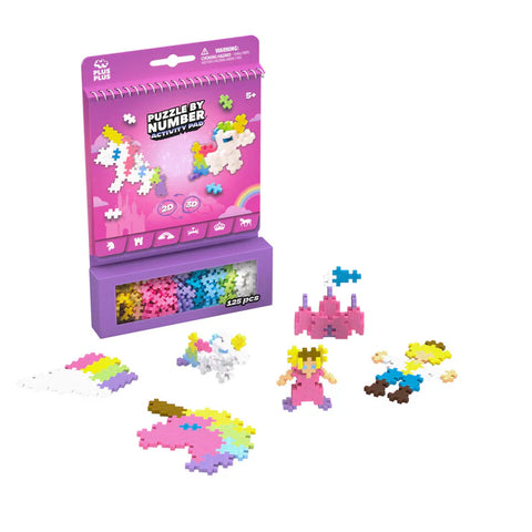 Children's fairytale themed puzzle set with colorful pieces and packaging on a white background