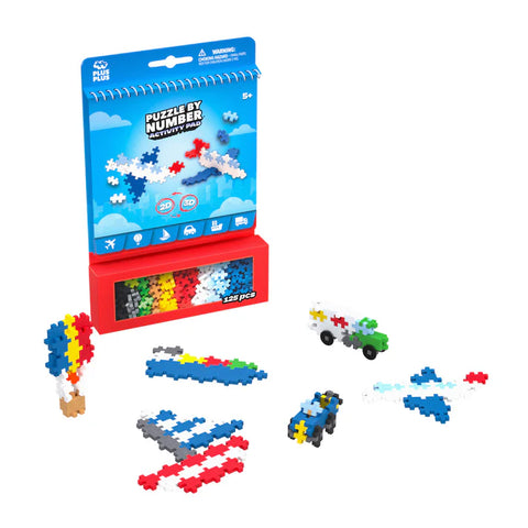 Colorful transportation themed building blocks with a manual