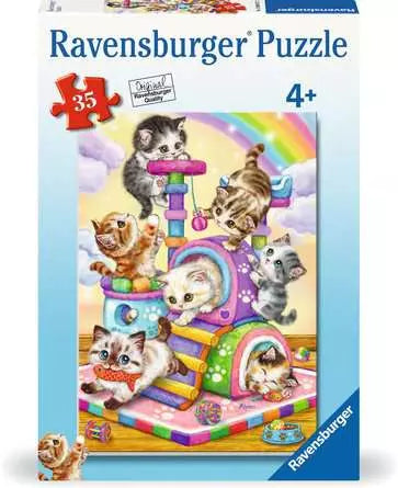 Image shows a puzzle box for the Playful Purr Babies puzzle. It is 35 pieces for ages 4+.