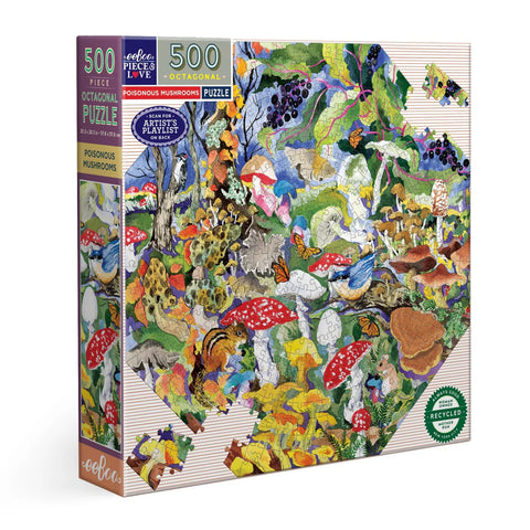 Image shows the puzzle box for a 500-piece poisonous mushroom themed puzzle