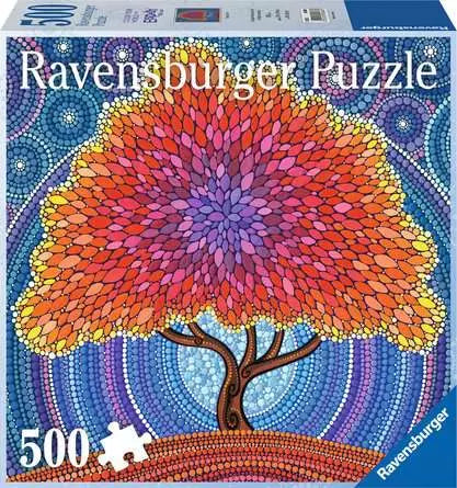 Image shows the puzzle box for a 500-piece Tree of Life themed puzzle.