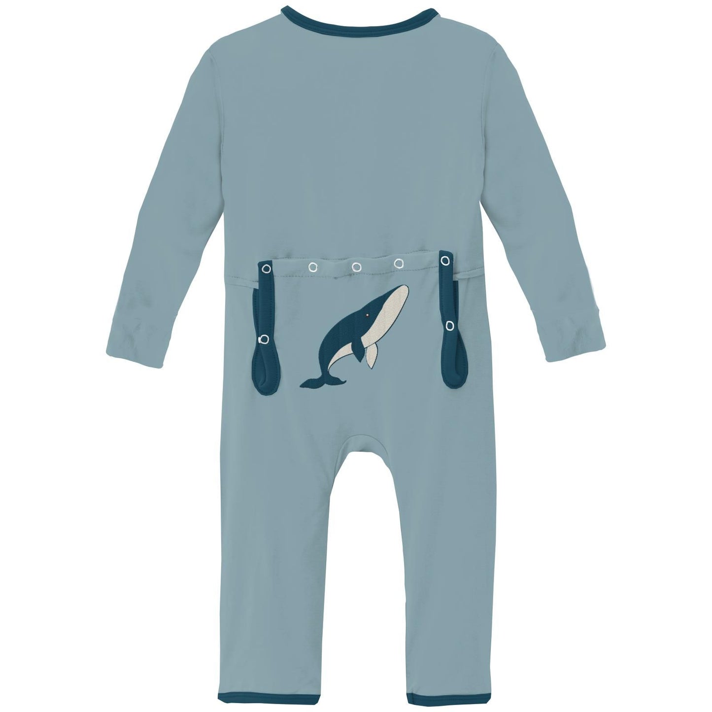 Applique Coverall (Snaps) - Stormy Sea Whale