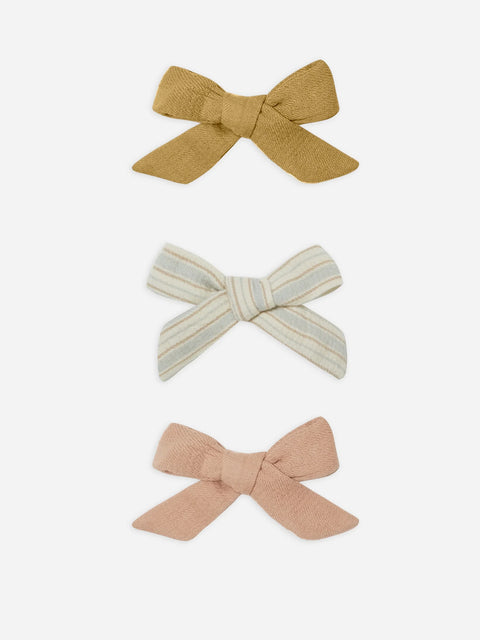 Bow Clips - Ocre, Blush, Sky Stripe