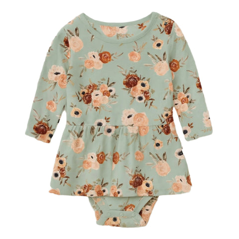 Skirted Onesie - Aloe Fall Floral