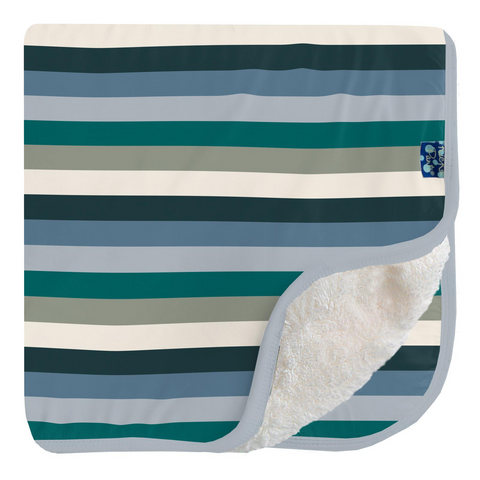 Toddler Blanket with Sherpa Backing - Snowy Stripe