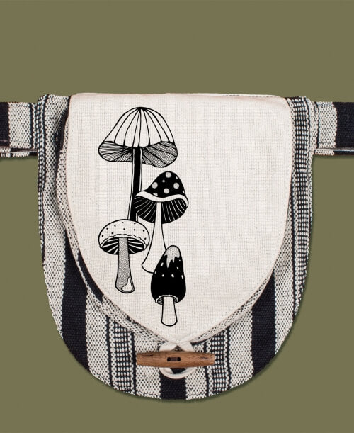 Canvas Hip Bag - Retro Mushrooms