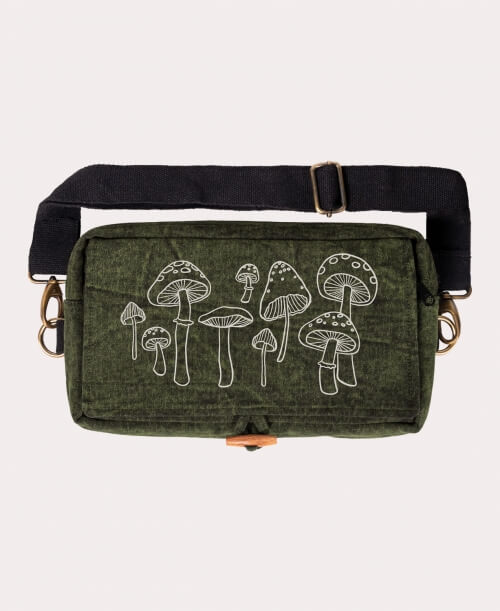 Hip Sling Bag - Green Mushrooms