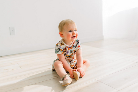 Skirted Onesie (Short Sleeve) - Botanical Butterflies