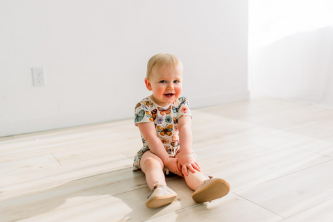 Skirted Onesie (Short Sleeve) - Botanical Butterflies