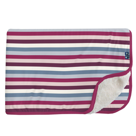 Toddler Blanket with Sherpa Backing - Jingle Bell Stripe