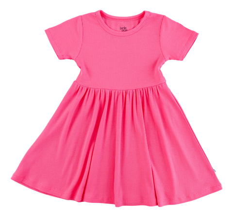 Ribbed Birdie Dress  - Strawberry