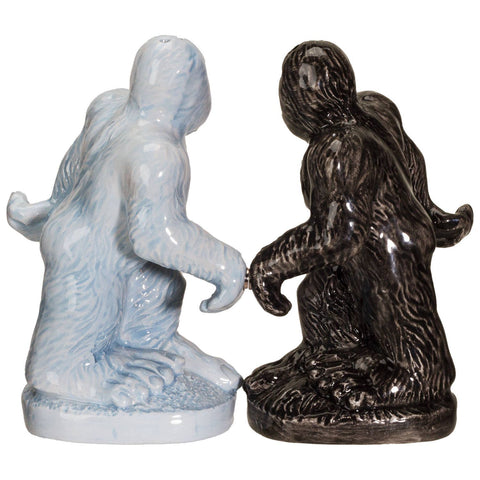 Image shows a back view of the bigfoot & yeti salt & pepper shakers
