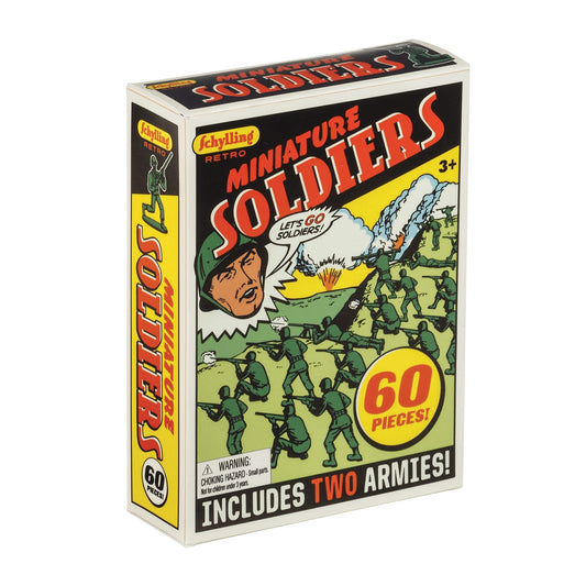 Image shows a box containing 60 pieces of miniature toy soldiers