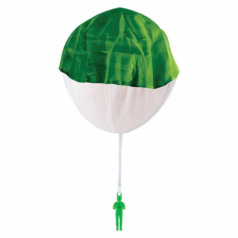 Image depicts a toy soldier hanging from a parachute