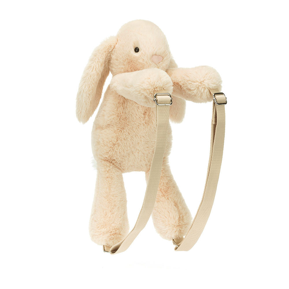 Stuffed oatmeal colored rabbit backpack