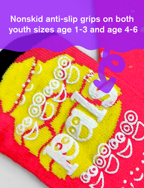 Image shows the bottom of the socks, which have an anti-slip grip.