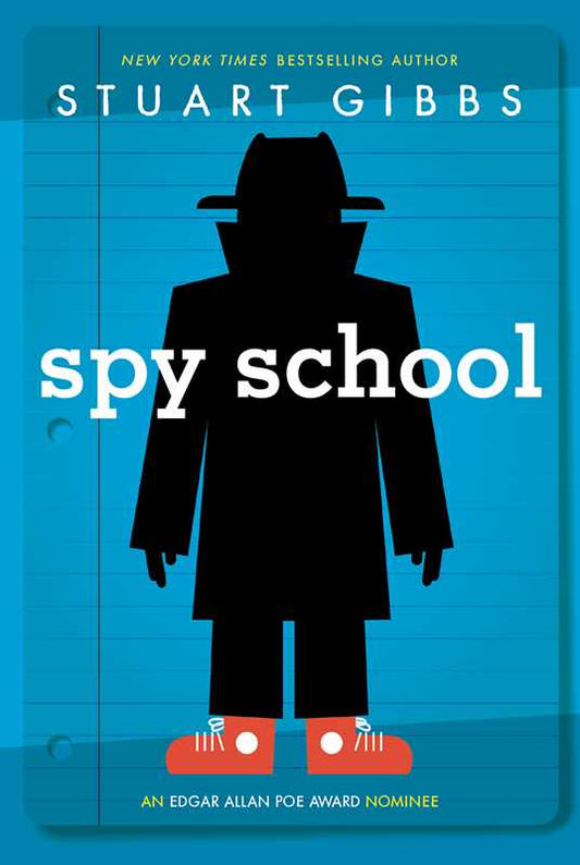 Image shows a book cover with a man wearing a trenchcoat and hat, with "Spy School" overlaid