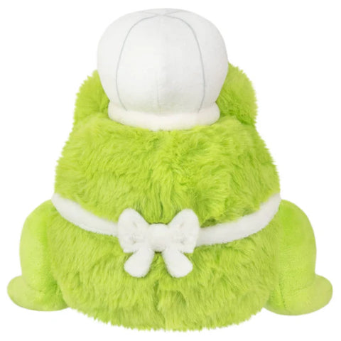 A back view of the plush chef frog