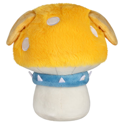Image shows a back view of the stuffed dog mushroom