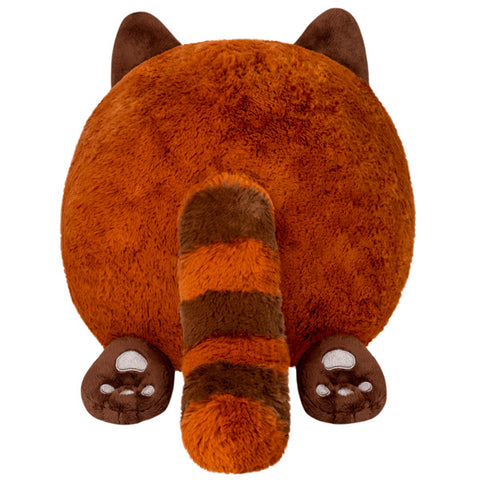 A back view of the plush red panda