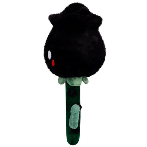 Image shows a side view of the stuffed black rose