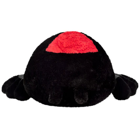 Image shows a back view of the stuffed Black Widow