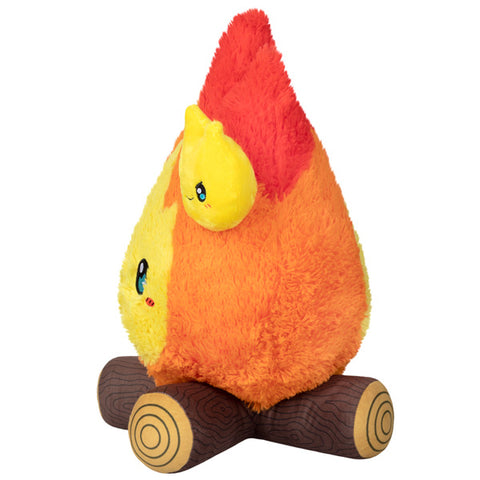 A side view of the plush campfire