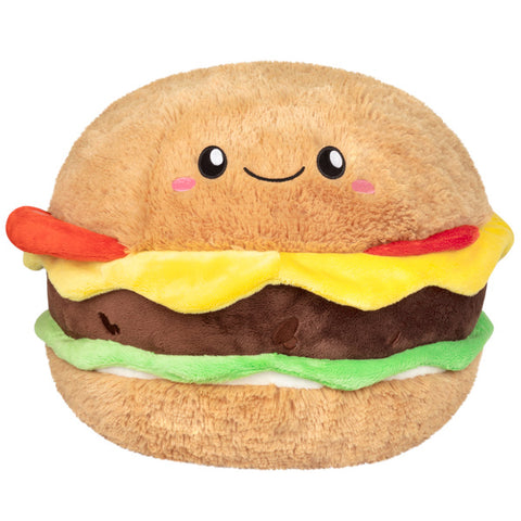 Image shows a stuffed cheeseburger with a smiley face