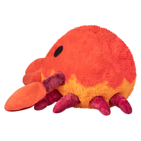 A side view of the plush crab
