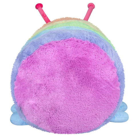 Image shows a back view of the stuffed caterpillar