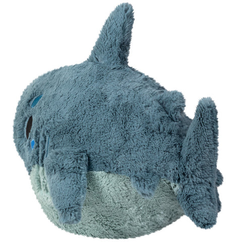 Image shows a back view of the stuffed shark