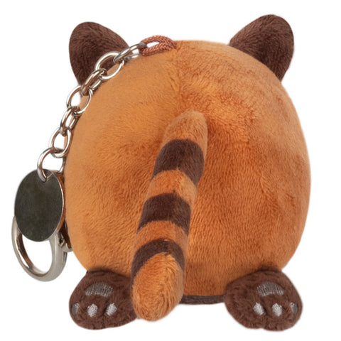 Image shows a back view of the stuffed red panda keychain