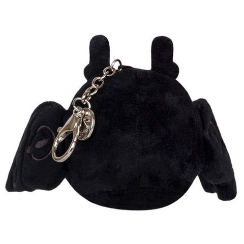 A back view of the plush mothman keychain