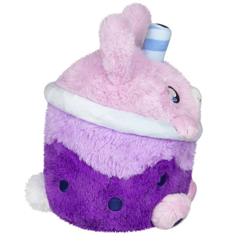 Image shows a side view of the purple bunny bubble tea