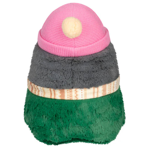 Image shows a back view of the stuffed cozy plague doctor